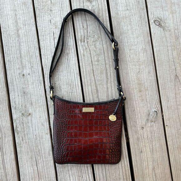 Brahmin Women's Brown Alligator Crossbody Bag Gold Hardware - Picture 1 of 5